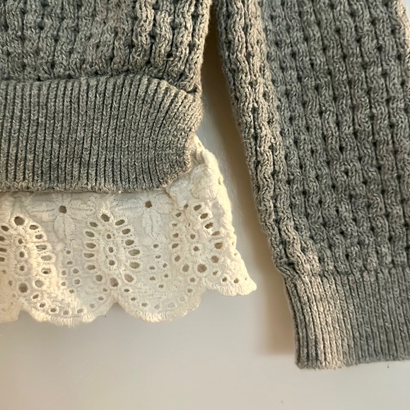 Grey Sweater with Eyelet Peplum - Picture 2 of 5
